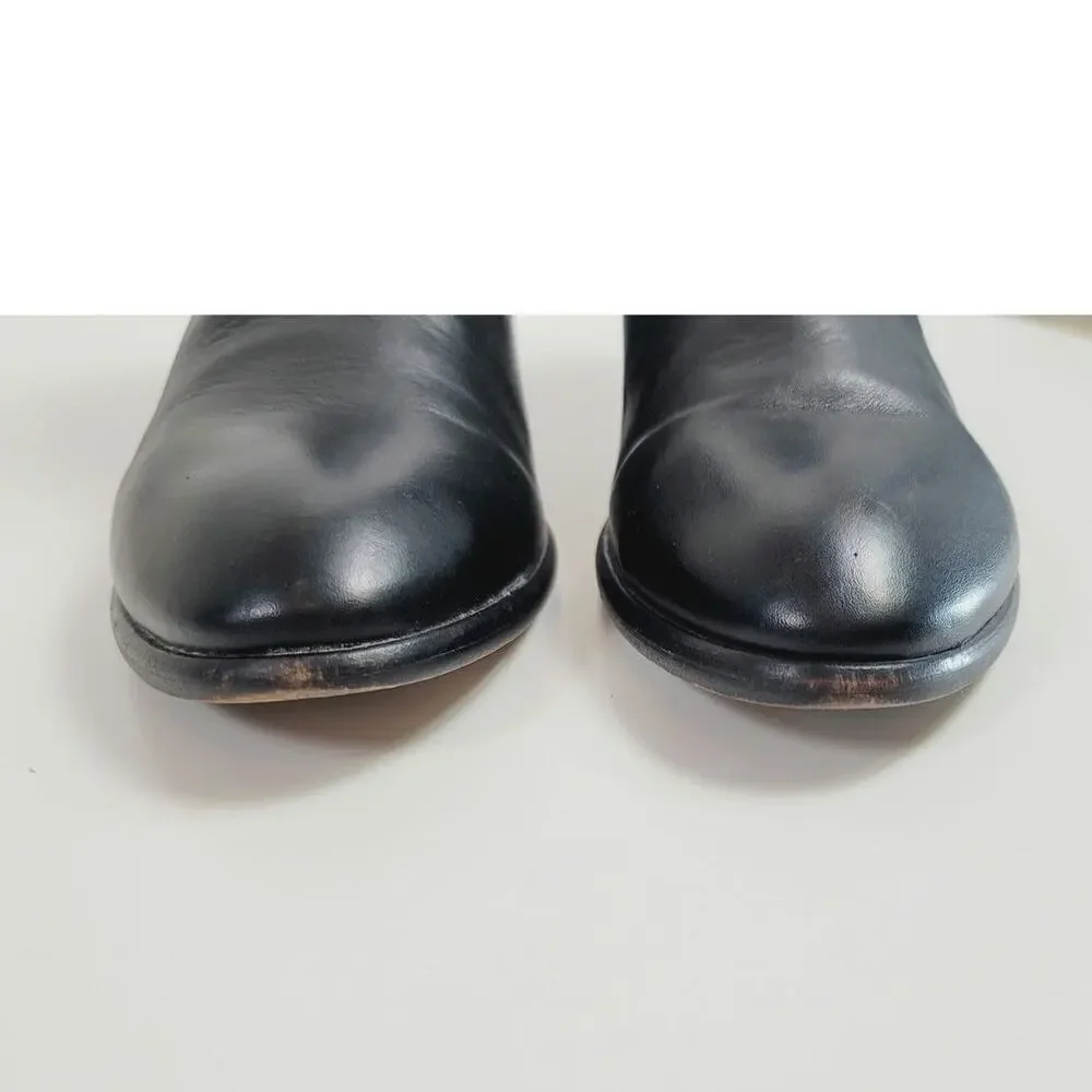 Frye Carson Leather Piping Ankle Booties in Black, sz 10